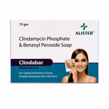 Мыло Clindabar Alister с клиндамицином 0,1% и бензоил пероксидом 1,25% для проблемной кожи, 75 г