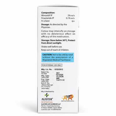 MINOSOL-F Alister раствор с миноксидилом 5% и финастеридом 0,1% для кожи головы, 60 мл